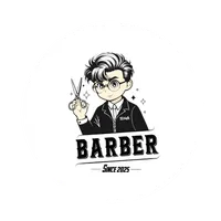 Xtinh BarberShop white round logo